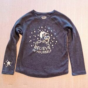 Jumping Beans Girls NEW top, Size 7 gray thermal with silver Unicorn